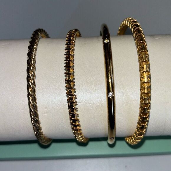 NIB Camrose & Kross JB Kennedy 4 bangle bracelets 24kt YGP - Picture 3 of 8